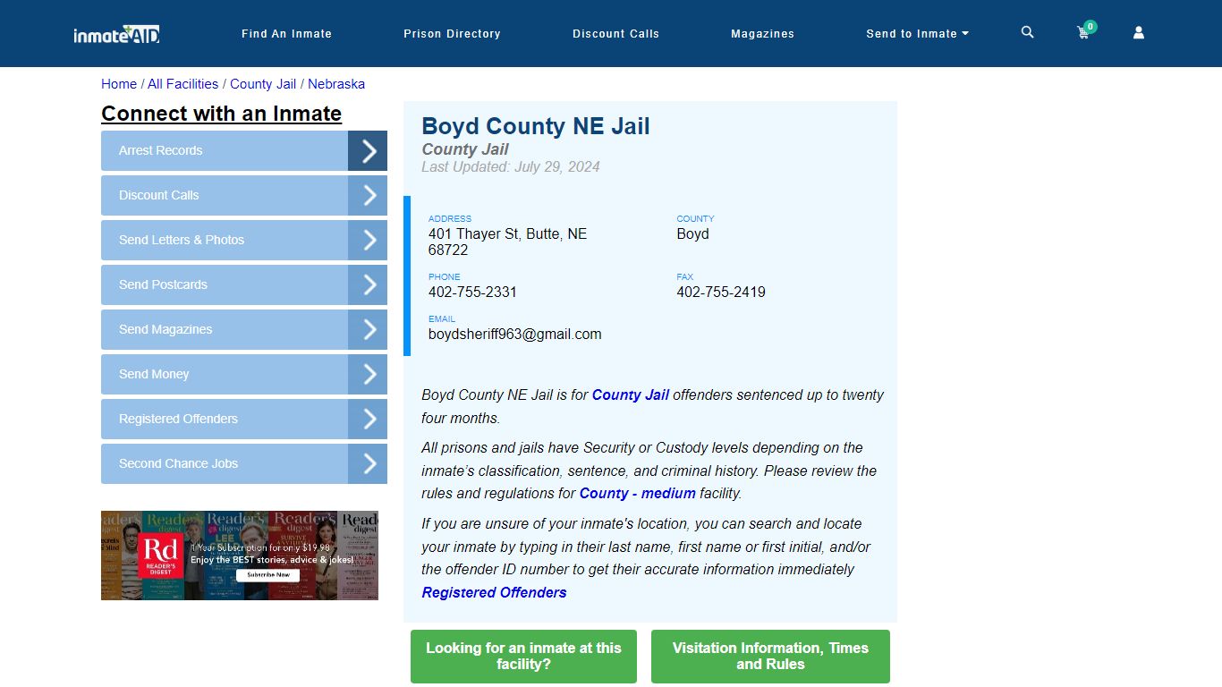 Boyd County NE Jail - Inmate Locator